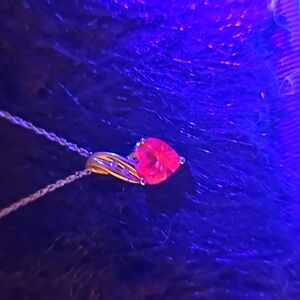 10k White Gold Heart Shaped Ruby Necklace